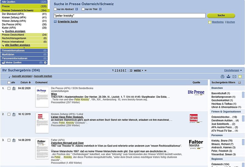 Screenshot Datenbank wiso-Presse