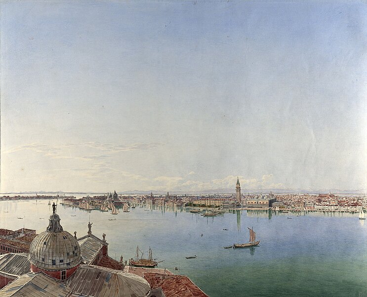 Zeichnung,Panoramaansicht von Venedig, um 1835