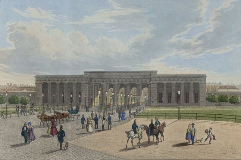 Burgtor, vor 1850, mit Menschen und Pferden