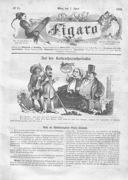 Titelseite der Zeitschrift Figaro mit Karikatur von vier Menschen