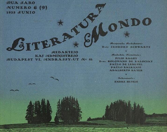 Cover der Zeitschrift Literatura Mondo: Zeichnung eines Feldes vor blauem Himmel