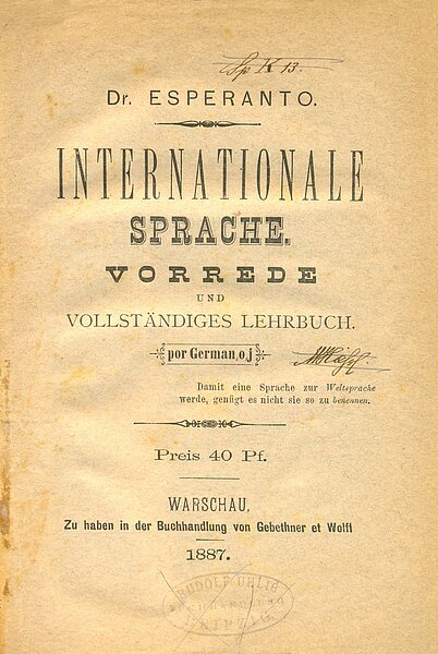 Titelseite Esperanto-Lehrbuch